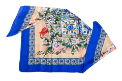 D&G SCARF SILK ROYAL GARDEN FLOWERS BLUE