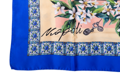 D&G SCARF SILK ROYAL GARDEN FLOWERS BLUE