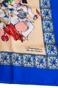 D&G SCARF SILK ROYAL GARDEN FLOWERS BLUE