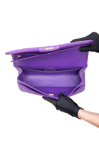 CHANEL CLASSIC DOUBLE FLAP/JUMBO CAVIAR PURPLE