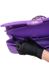 CHANEL CLASSIC DOUBLE FLAP/JUMBO CAVIAR PURPLE