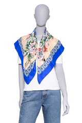 D&G SCARF SILK ROYAL GARDEN FLOWERS BLUE