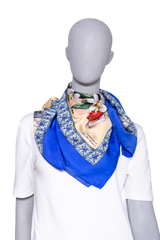 D&G SCARF SILK ROYAL GARDEN FLOWERS BLUE
