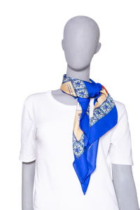 D&G SCARF SILK ROYAL GARDEN FLOWERS BLUE