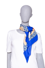 D&G SCARF SILK ROYAL GARDEN FLOWERS BLUE