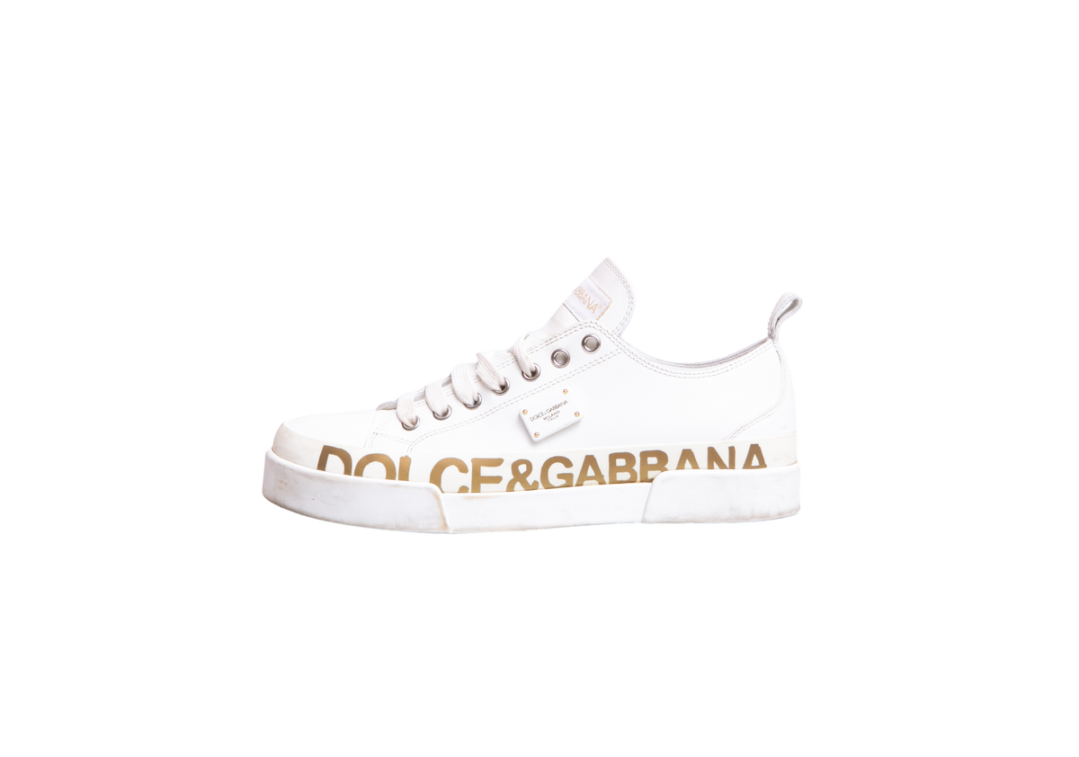 D&G SNEAKERS PORTOFINO LOW TOP LEATHER WHITE - 38 BR