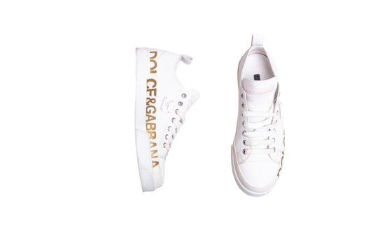 D&G SNEAKERS PORTOFINO LOW TOP LEATHER WHITE - 38 BR
