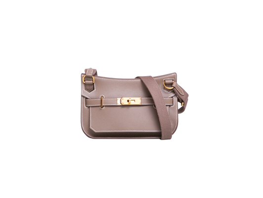 HERMÈS JYPSIERE MINI VEAU EVERCOLOR ETOUPE GOLD HDWR