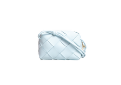 BOTTEGA SMALL CASSETE CAMERA BAG MAXI INTRECCIATO TEAL WASHED