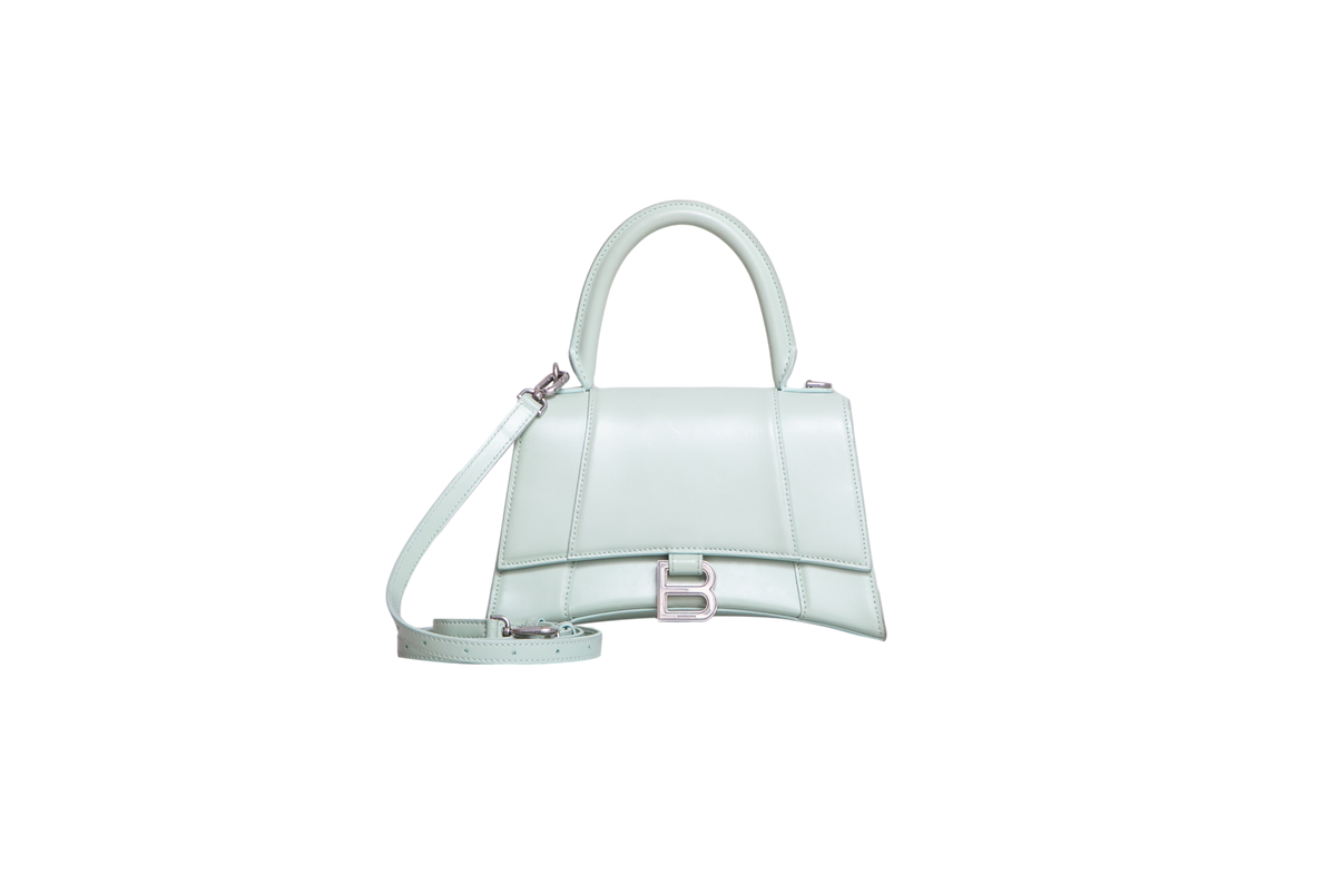 BALENCIAGA HOURGLASS TOP HANDLE LEATHER LIGHT GREE
