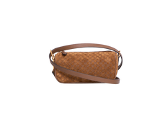 GUCCI HALF HORSEBIT GG MONOGRAM SUEDE BROWN