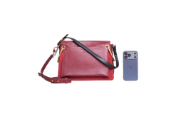 CHLOÉ ROY MEDIUM LEATHER AND SUEDE BURGUNDY