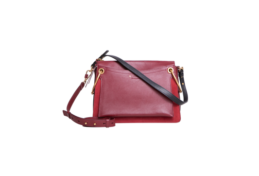 CHLOÉ ROY MEDIUM LEATHER AND SUEDE BURGUNDY