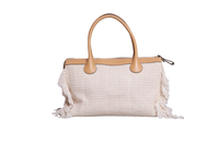 CHLOÉ EDITH LARGE FRINGED CROCHET OFF WHITE LEATHER BEIGE