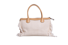 CHLOÉ EDITH LARGE FRINGED CROCHET OFF WHITE LEATHER BEIGE