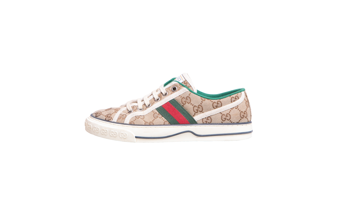 GUCCI SNEAKER TENNIS 1977 GG MONOGRAM WEB BEGE - 37 BR