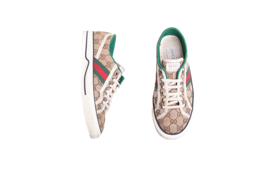 GUCCI SNEAKER TENNIS 1977 GG MONOGRAM WEB BEGE - 37 BR
