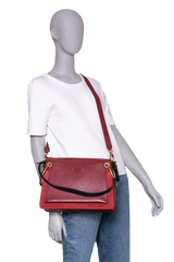 CHLOÉ ROY MEDIUM LEATHER AND SUEDE BURGUNDY