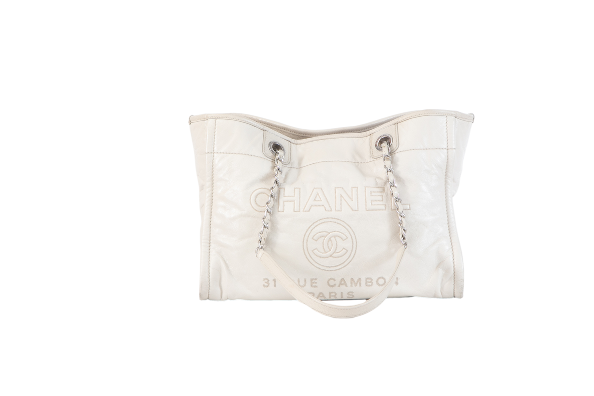 CHANEL DEAUVILLE SMALL LEATHER OFF WHITE