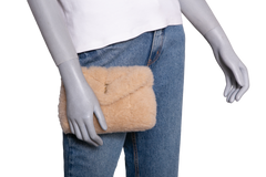 YSL LOULOU PUFFER CLUTCH SHEARLING BEIGE