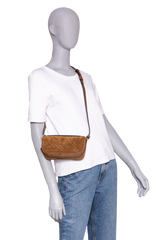 GUCCI HALF HORSEBIT GG MONOGRAM SUEDE BROWN