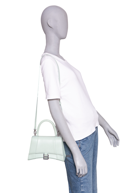 BALENCIAGA HOURGLASS TOP HANDLE LEATHER LIGHT GREE