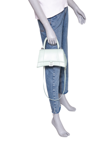 BALENCIAGA HOURGLASS TOP HANDLE LEATHER LIGHT GREE