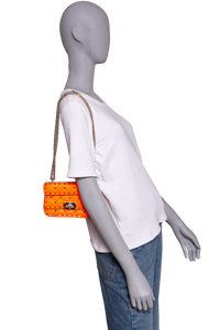 VALENTINO ROCKSTUD SPIKE MINI LEATHER NEON ORANGE