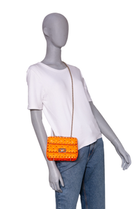 VALENTINO ROCKSTUD SPIKE MINI LEATHER NEON ORANGE