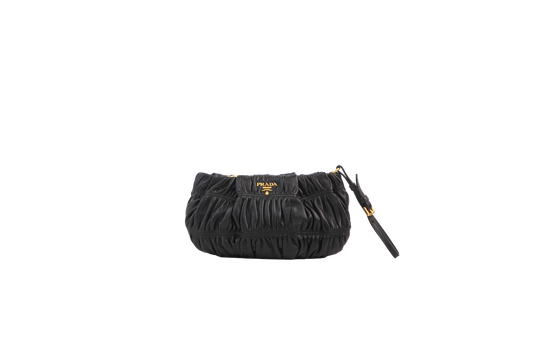 PRADA CLUTCH NAPPA GAUFRE BLACK POUCH