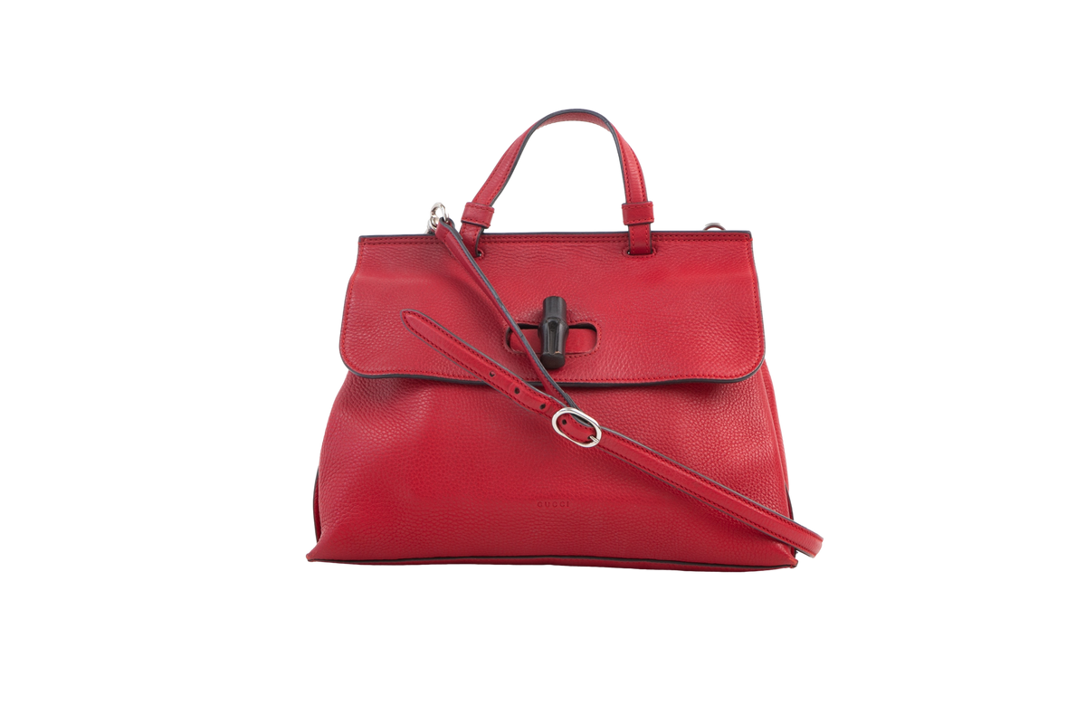 GUCCI BAMBOO DAILY TOP HANDLE BAG RED