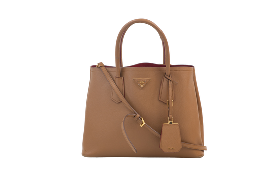 PRADA DOUBLE SAFFIANO CUIR CARAMEL