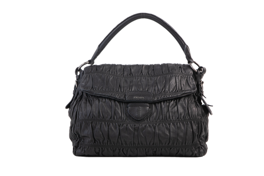 PRADA GAUFRE NAPPA TOTE BLACK HOBO