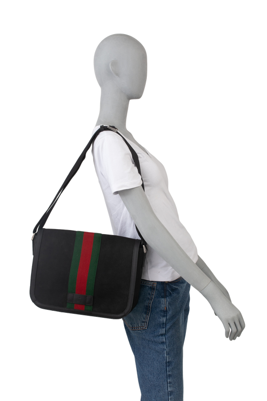 GUCCI BLACK TECHNO CANVAS MESSENGER BAG