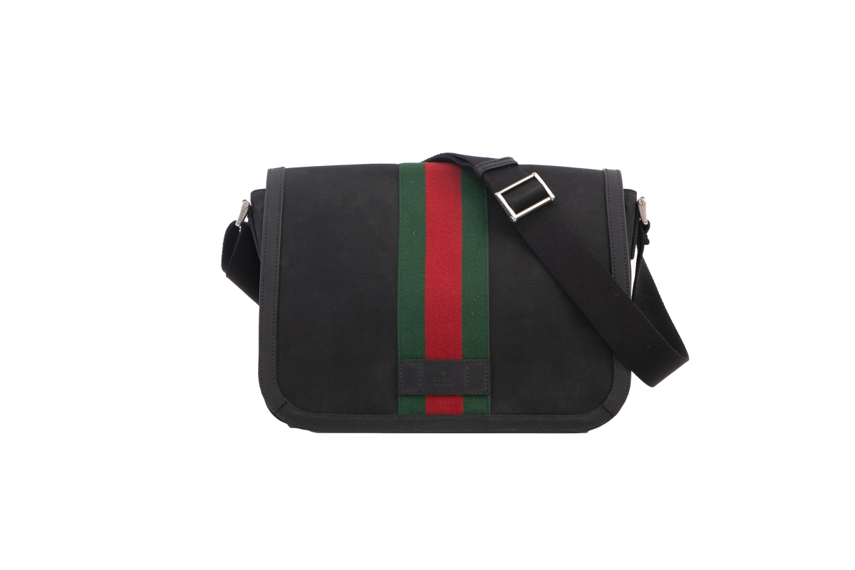 GUCCI BLACK TECHNO CANVAS MESSENGER BAG