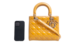 DIOR LADY DIOR CANNAGE MEDIUM PATENT MUSTARD