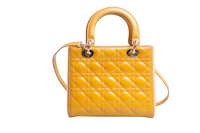 DIOR LADY DIOR CANNAGE MEDIUM PATENT MUSTARD