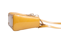 DIOR LADY DIOR CANNAGE MEDIUM PATENT MUSTARD