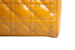 DIOR LADY DIOR CANNAGE MEDIUM PATENT MUSTARD