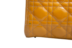DIOR LADY DIOR CANNAGE MEDIUM PATENT MUSTARD