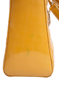 DIOR LADY DIOR CANNAGE MEDIUM PATENT MUSTARD