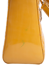 DIOR LADY DIOR CANNAGE MEDIUM PATENT MUSTARD