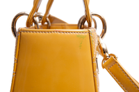 DIOR LADY DIOR CANNAGE MEDIUM PATENT MUSTARD