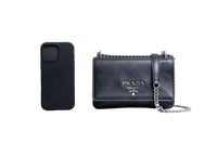 PRADA PATTINA CHAIN GLACE CALFSKIN BLACK