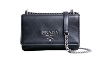 PRADA PATTINA CHAIN GLACE CALFSKIN BLACK