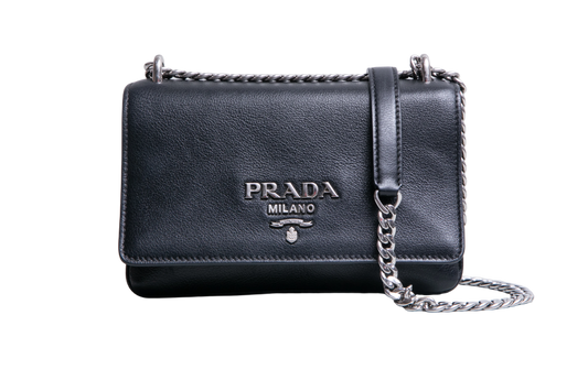 PRADA PATTINA CHAIN GLACE CALFSKIN BLACK