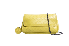 BOTTEGA DISCO CROSSBODY INTRECCIATO LIME
