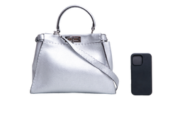 FENDI PEEKABOO MEDIUM CUOIO ROMANO ARGENTO