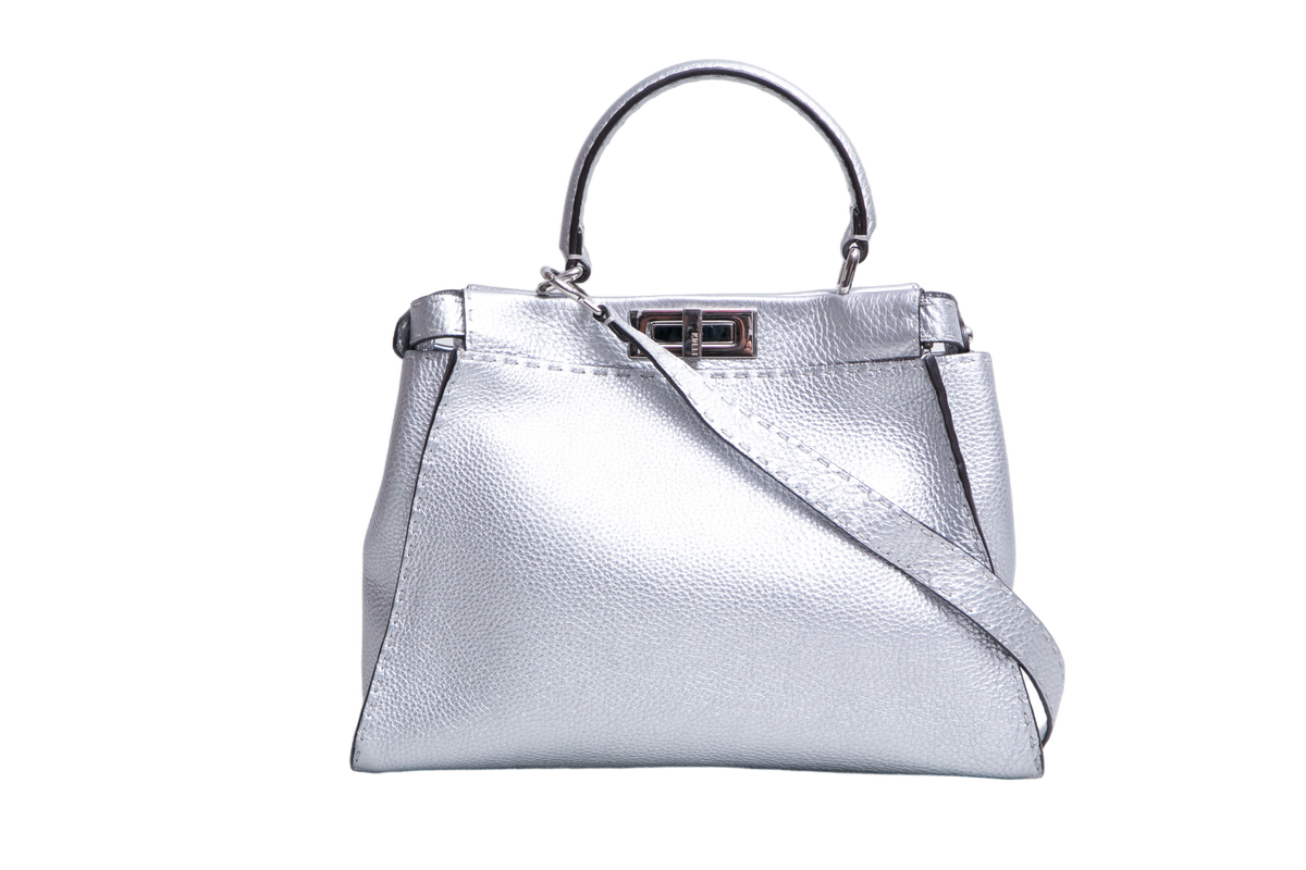 FENDI PEEKABOO MEDIUM CUOIO ROMANO ARGENTO