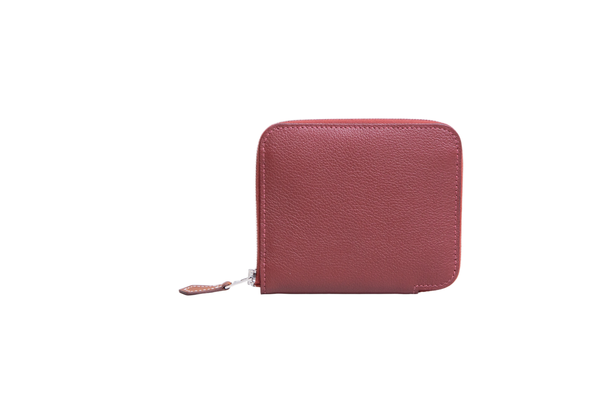 HERMÈS SILK IN COMPACT WALLET ROUGE H/RUBIS